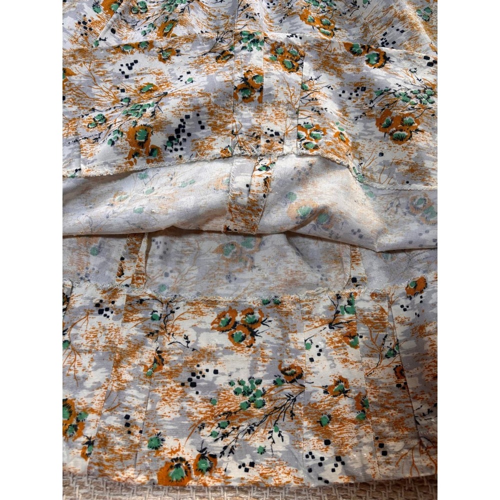Unbranded Vintage 50s Fit & Flare Silk Dress Womens Small Orange Floral Pleated - Picture 4 of 7